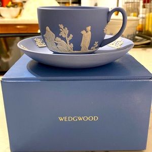 Wedgwood vintage jasper blue teacup and saucer